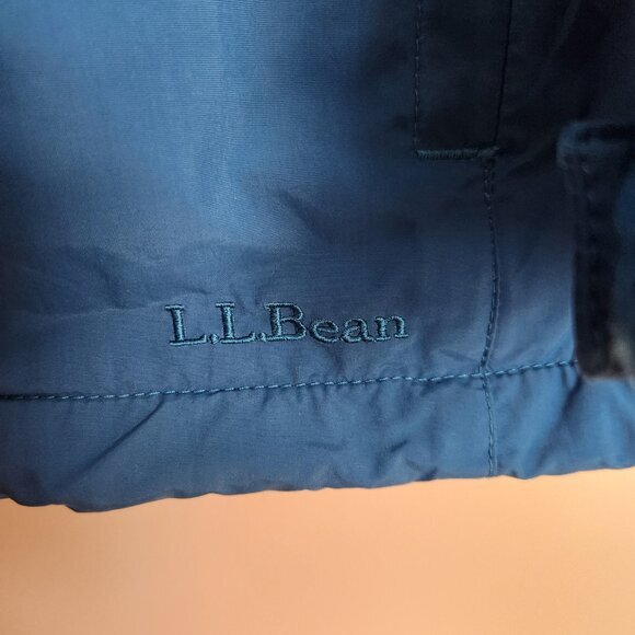 LL Bean Women 1X Blue Nylon Shell‎ Polyester Line Full Zip Snap Coat Plus Size - Picture 4 of 7